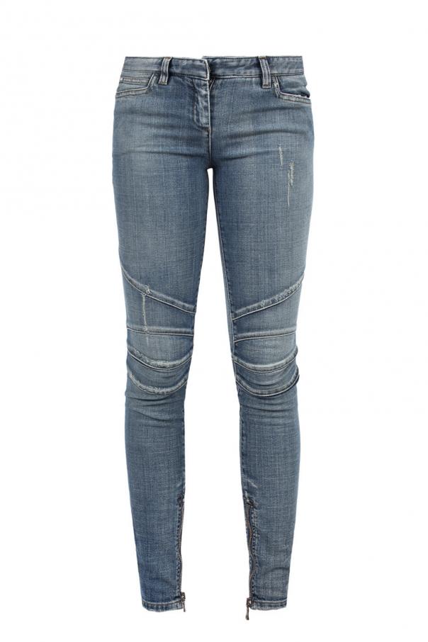 Balmain blue hot sale biker jeans